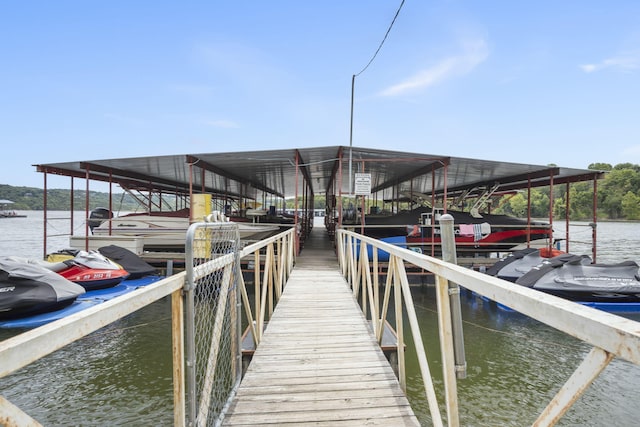 view of dock featuring a water view