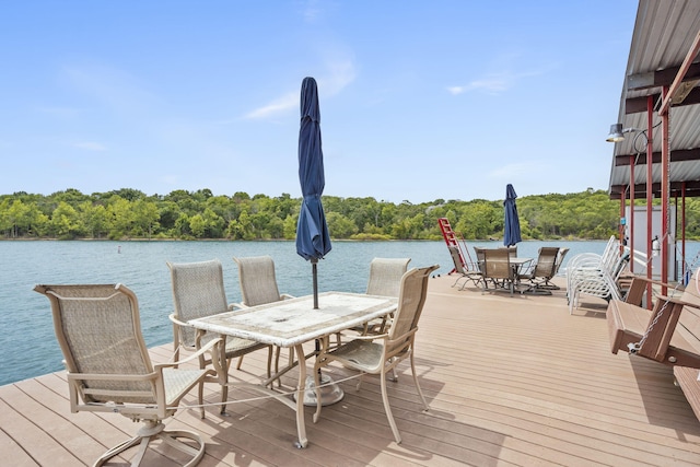 dock area featuring a water view