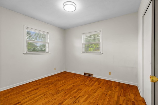 spare room featuring a healthy amount of sunlight and wood-type flooring