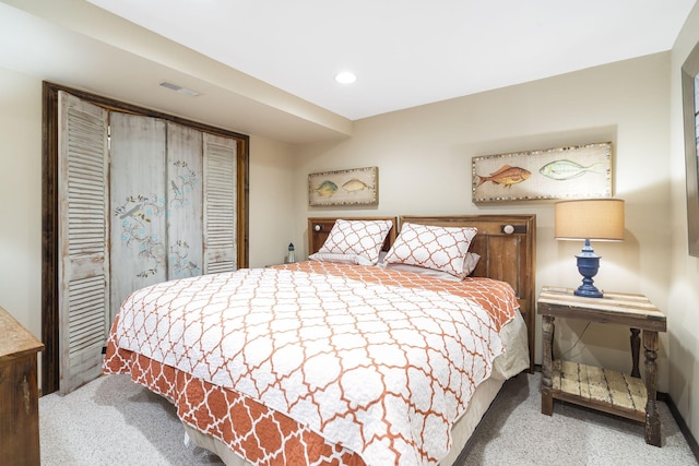 91 Blueview Ln, Kimberling City, MO 65686 - carpeted bedroom featuring visible vents, recessed lighting, and a closet