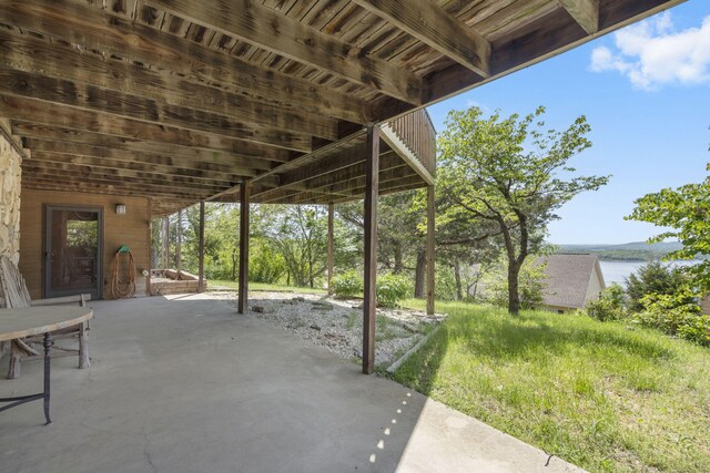 91 Blueview Ln, Kimberling City, MO 65686 - view of patio featuring a water view