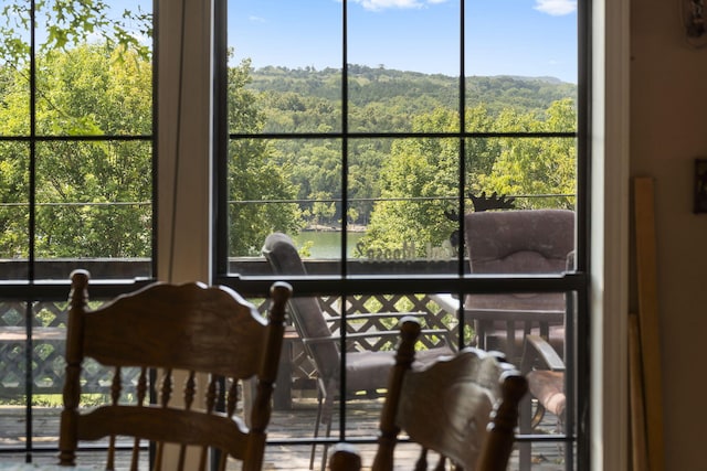 details featuring a wooded view