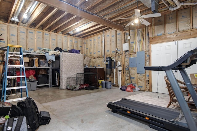 workout room with electric panel