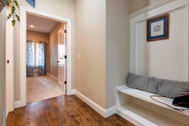 hall featuring dark hardwood / wood-style flooring