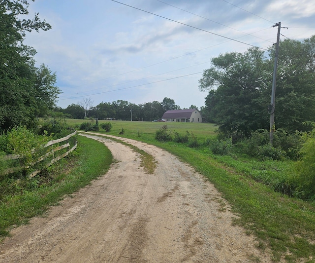 view of street with a rural view