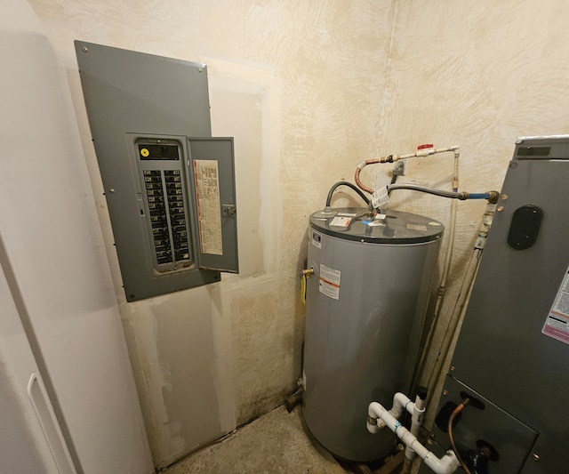 utilities with electric panel and water heater