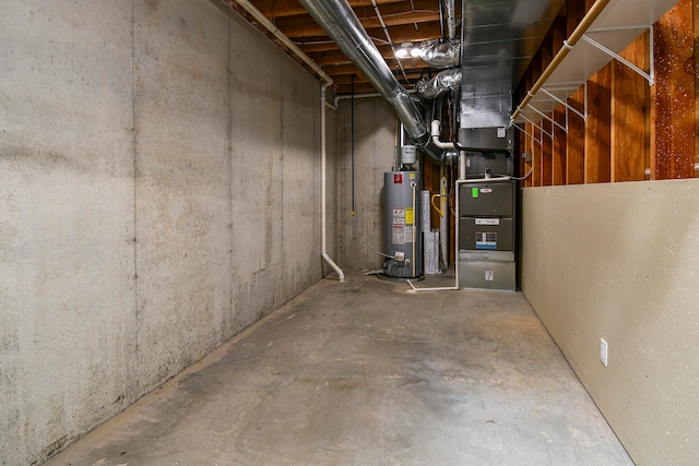 basement featuring gas water heater