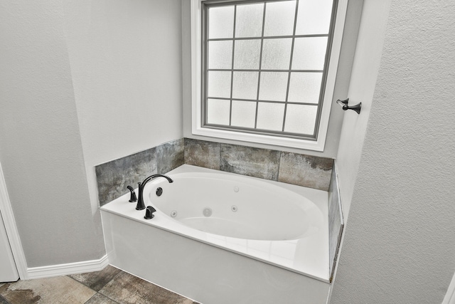 bathroom with a washtub and a wealth of natural light