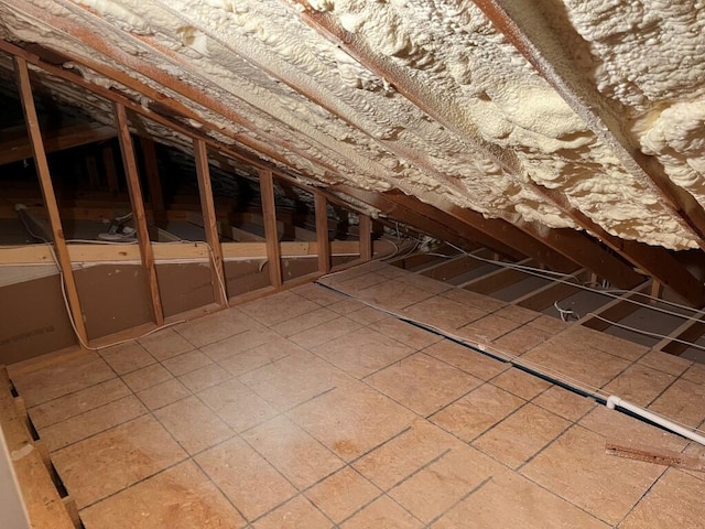 view of unfinished attic