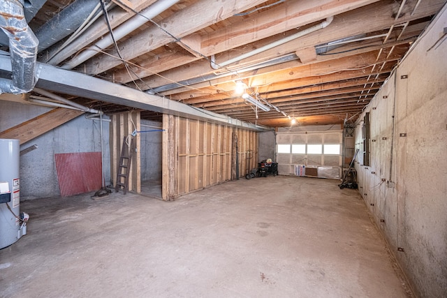 basement with water heater