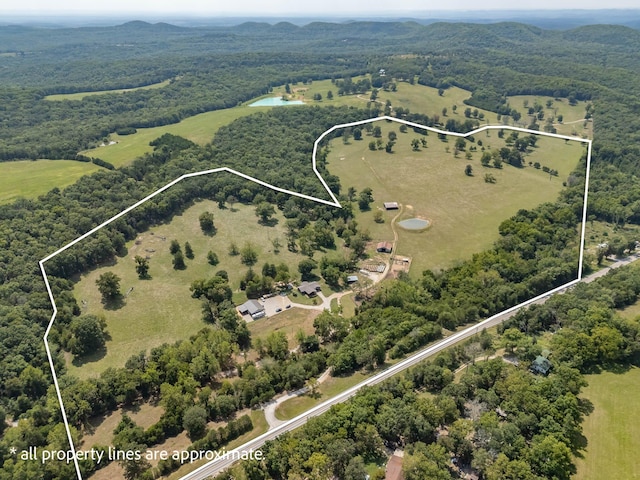 bird's eye view featuring a rural view