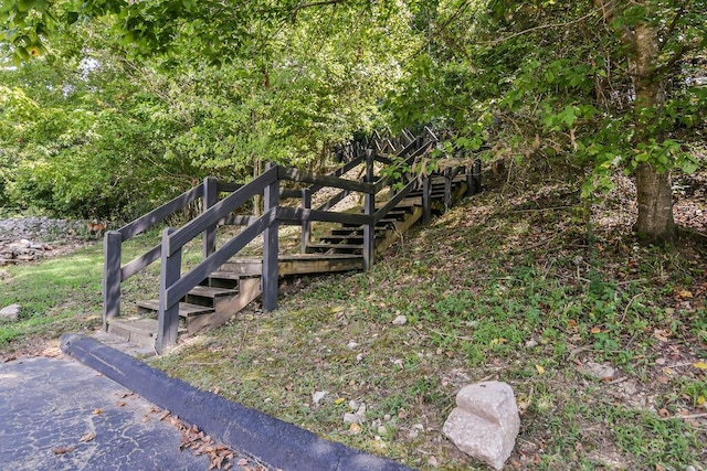 view of yard with stairway