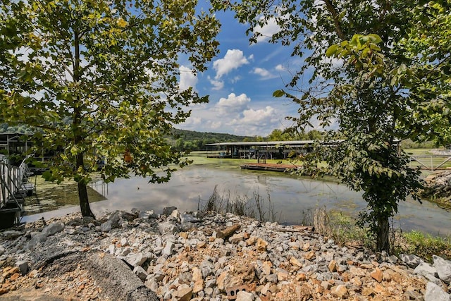 water view with a boat dock