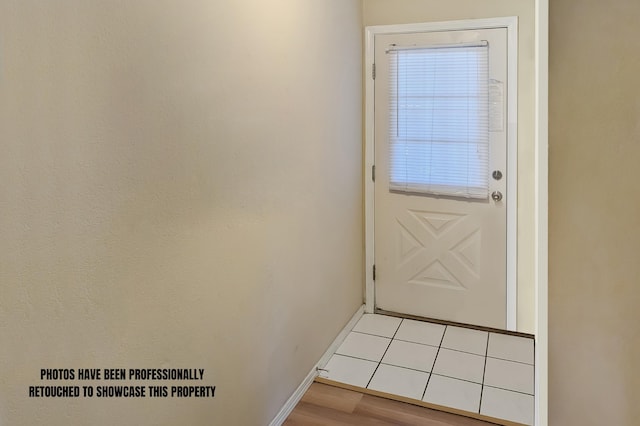 doorway featuring light wood-type flooring