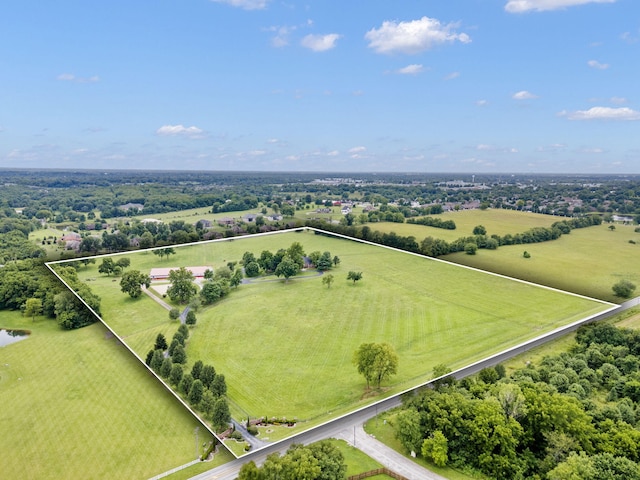 aerial view featuring a rural view