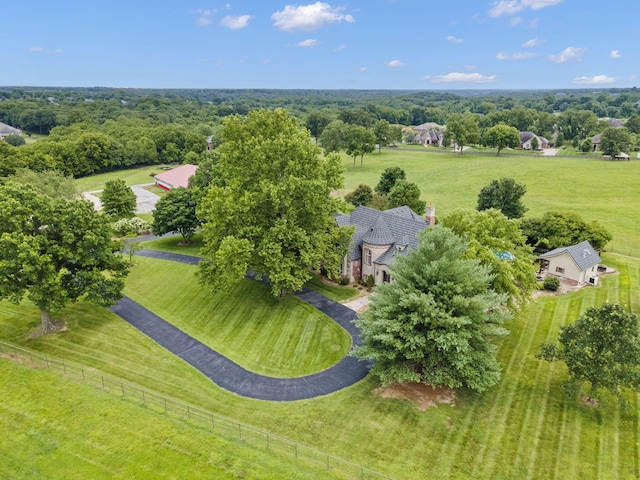 drone / aerial view with a rural view