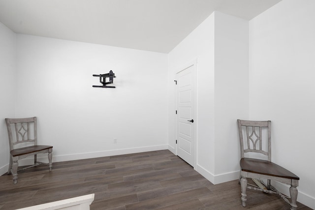 interior space with dark hardwood / wood-style flooring