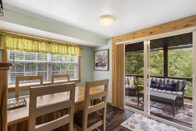 dining area with dark hardwood / wood-style floors