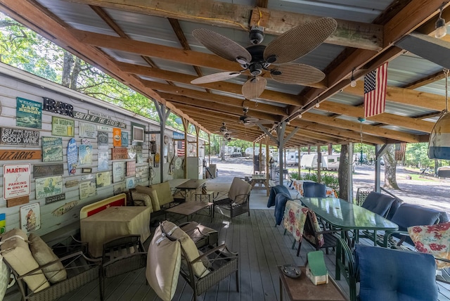 deck featuring ceiling fan