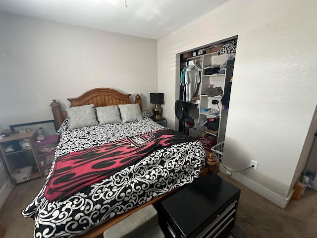 carpeted bedroom featuring a closet