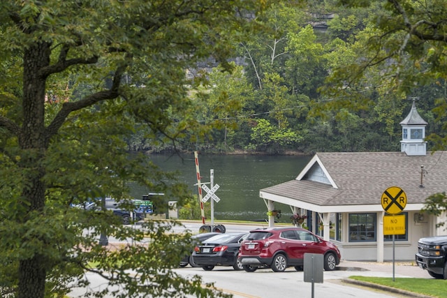 exterior space featuring a water view