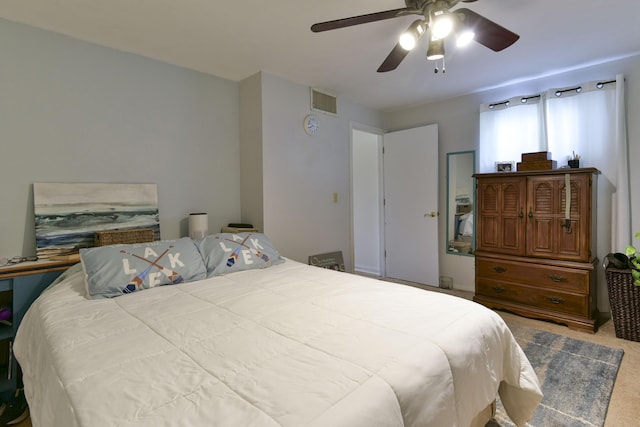 22016 Waters Edge Dr, Shell Knob, MO 65747 - carpeted bedroom featuring visible vents and ceiling fan