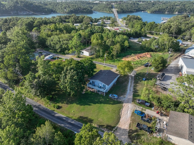 22016 Waters Edge Dr, Shell Knob, MO 65747 - bird's eye view featuring a forest view and a water view