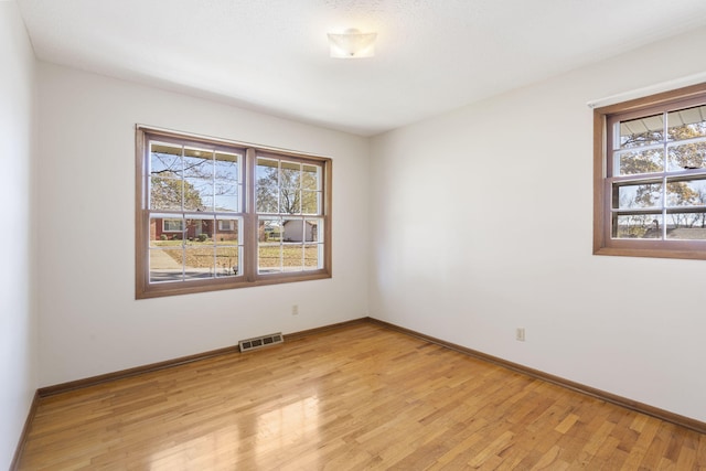 empty room featuring a healthy amount of sunlight and light wood-type flooring