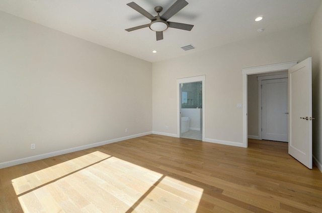 3940 E Ridgeview St, Springfield, MO 65809 - spare room with a ceiling fan, light wood finished floors, and recessed lighting
