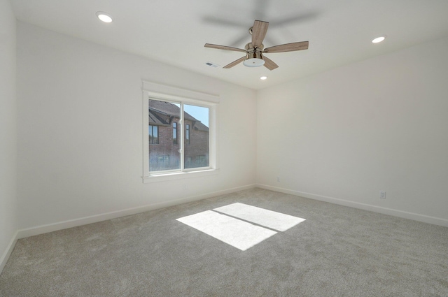 3940 E Ridgeview St, Springfield, MO 65809 - unfurnished room with light colored carpet, recessed lighting, and a ceiling fan