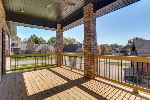 3940 E Ridgeview St, Springfield, MO 65809 - wooden terrace featuring a residential view and a ceiling fan