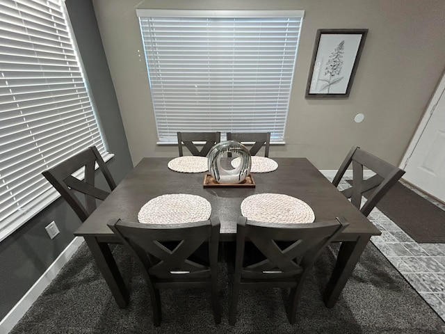 dining room featuring carpet