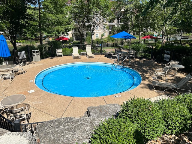 view of pool featuring a patio area