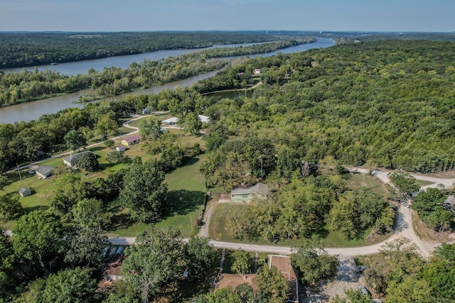 28409 Bali Rd, Warsaw, MO 65355 - bird's eye view with a wooded view and a water view