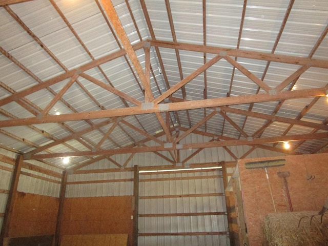garage with metal wall