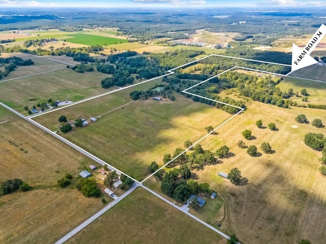 aerial view featuring a rural view