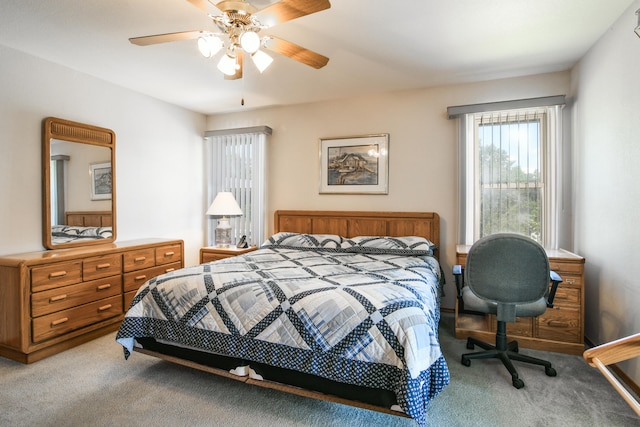 bedroom with carpet flooring and ceiling fan