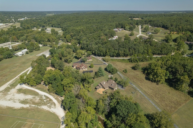 birds eye view of property with a rural view