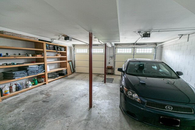 garage with a garage door opener