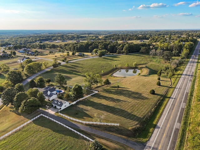 drone / aerial view with a rural view