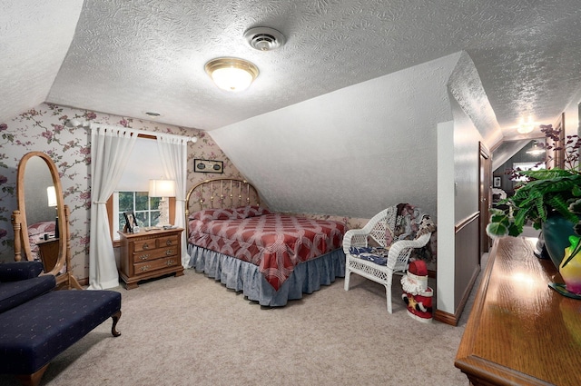 1568 Glossip Ave, Highlandville, MO 65669 - carpeted bedroom featuring lofted ceiling, a textured ceiling, and baseboards