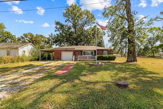 single story home with a carport and a front yard