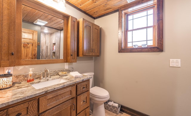 1326 Bald Eagle Dr, Galena, MO 65656 - bathroom featuring wooden ceiling, toilet, and vanity