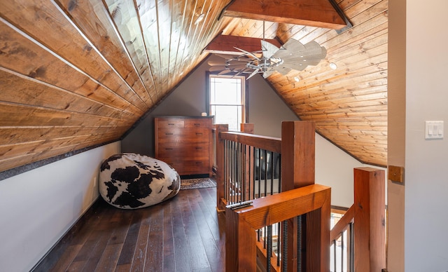 1326 Bald Eagle Dr, Galena, MO 65656 - bonus room featuring vaulted ceiling, hardwood / wood-style flooring, wooden ceiling, and ceiling fan