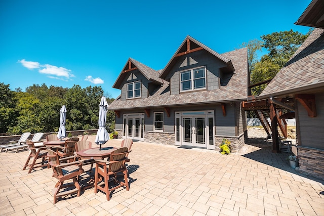 1326 Bald Eagle Dr, Galena, MO 65656 - view of patio / terrace featuring french doors and stairs