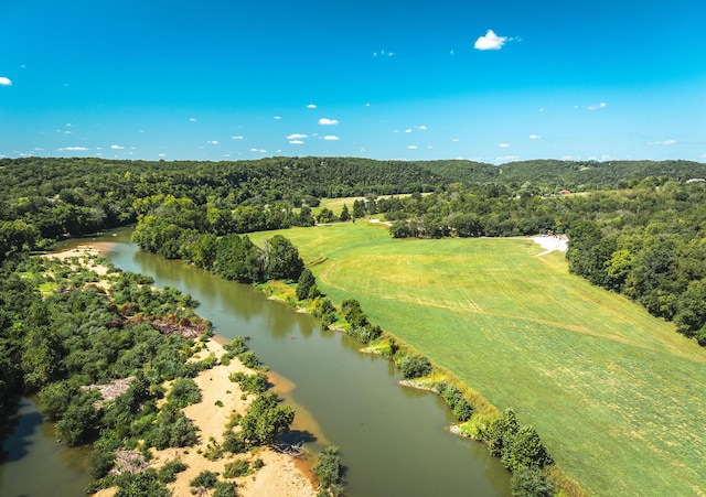 1326 Bald Eagle Dr, Galena, MO 65656 - bird's eye view featuring a forest view and a water view