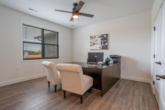 5955 S Farm Rd 163 203B, Springfield, MO 65810 - office space featuring baseboards, a ceiling fan, wood finished floors, and visible vents