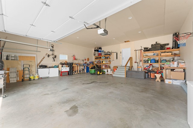 garage with a garage door opener