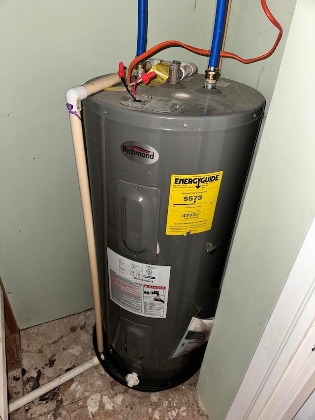 utility room with electric water heater