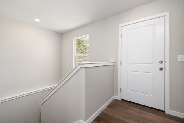 doorway featuring dark hardwood / wood-style flooring